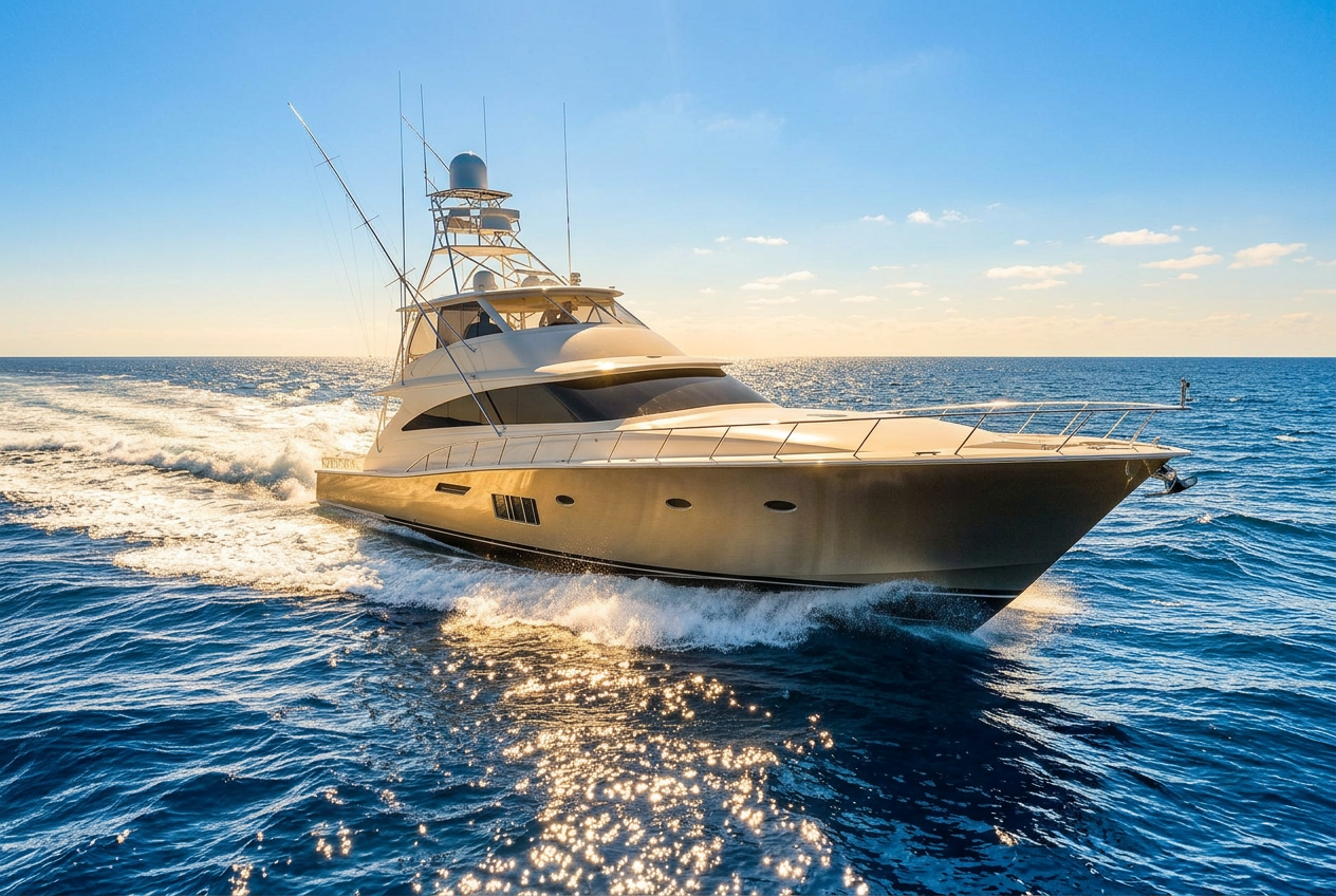 Yacht on the Mississippi Gulf Coast at golden hour